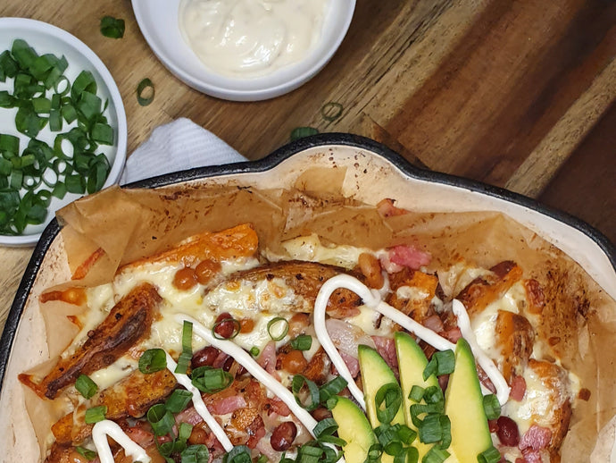 Loaded Cheese Sweet Potato Fries